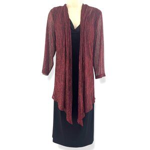 Red Black Shimmery One-Piece Jacket Dress Size 20W 2X Mother Of Bride Groom Plus